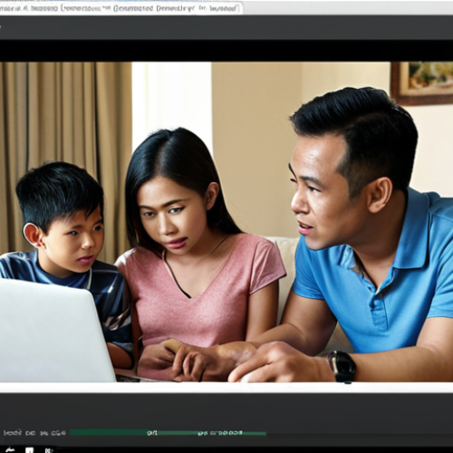Home 4 **
* Prompt: "A Malaysian family discussing online safety tips, highlighting strong passwords and 2FA on a laptop screen. A phone displays a 2FA code."
**